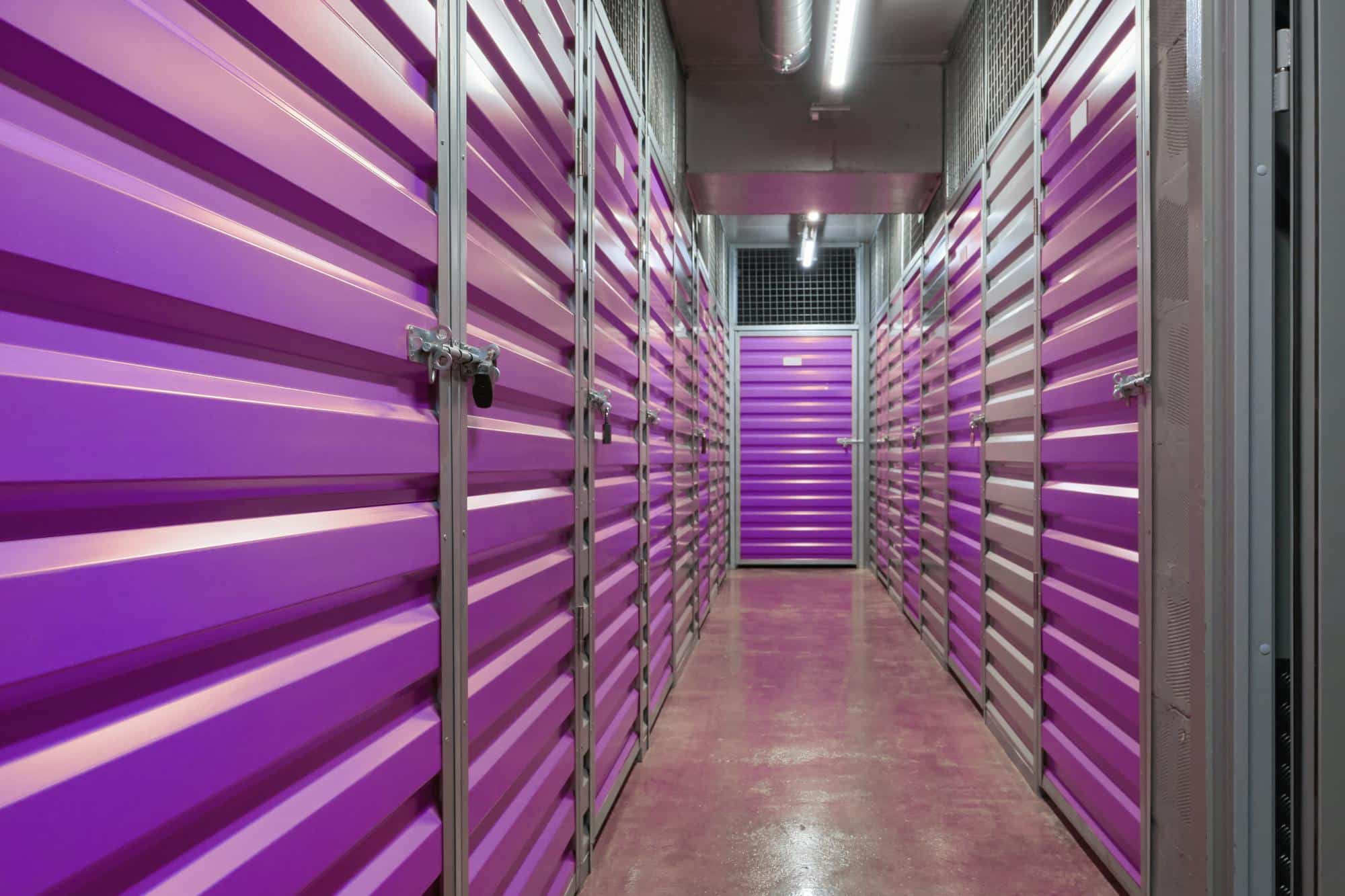 Storage containers in the Braithwaite's purple branding